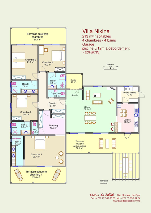 213 m² habitable 4 chambres 4 salles de bains piscine à débordement 6 m par 12 m garage terrasse couverte 99 m² terrain environ 2000 m² clim